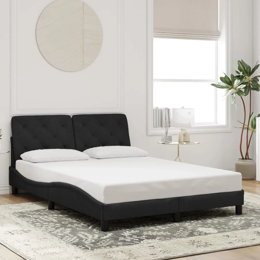 Cadre de lit avec LED sans matelas noir 140x200 cm velours - 4