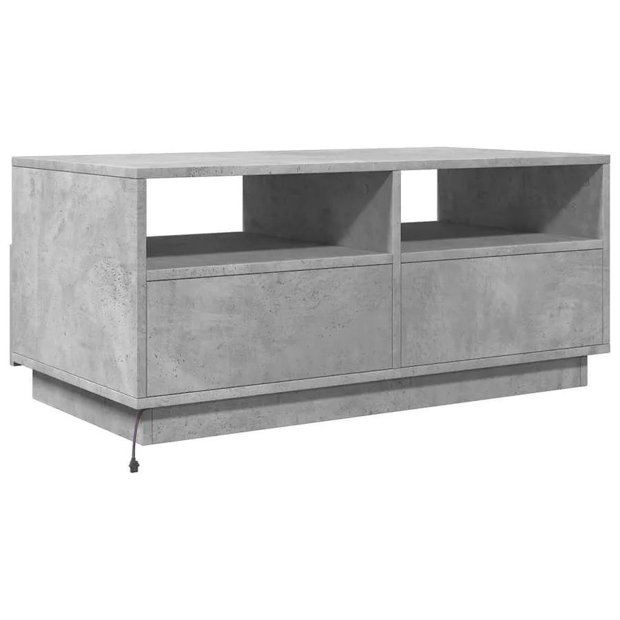 Table basse avec lumières LED gris béton 90x49x40 cm - 7