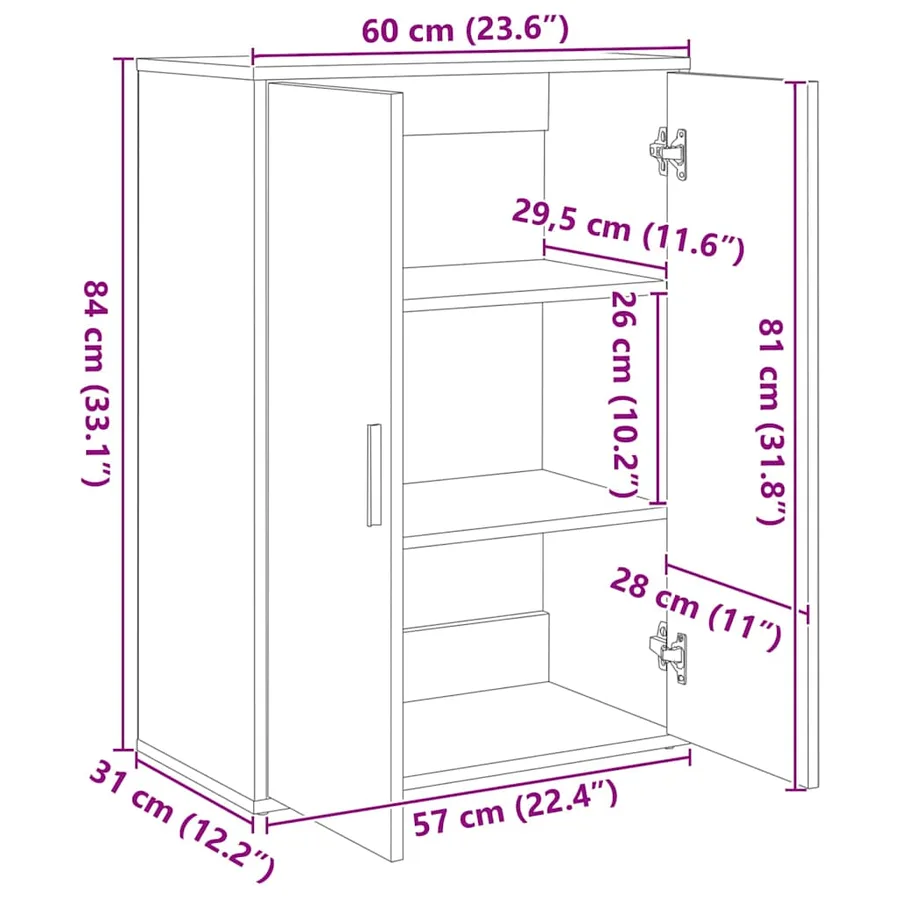 Buffets 2 pcs sonoma gris 60x31x84 cm bois d'ingénierie - 10