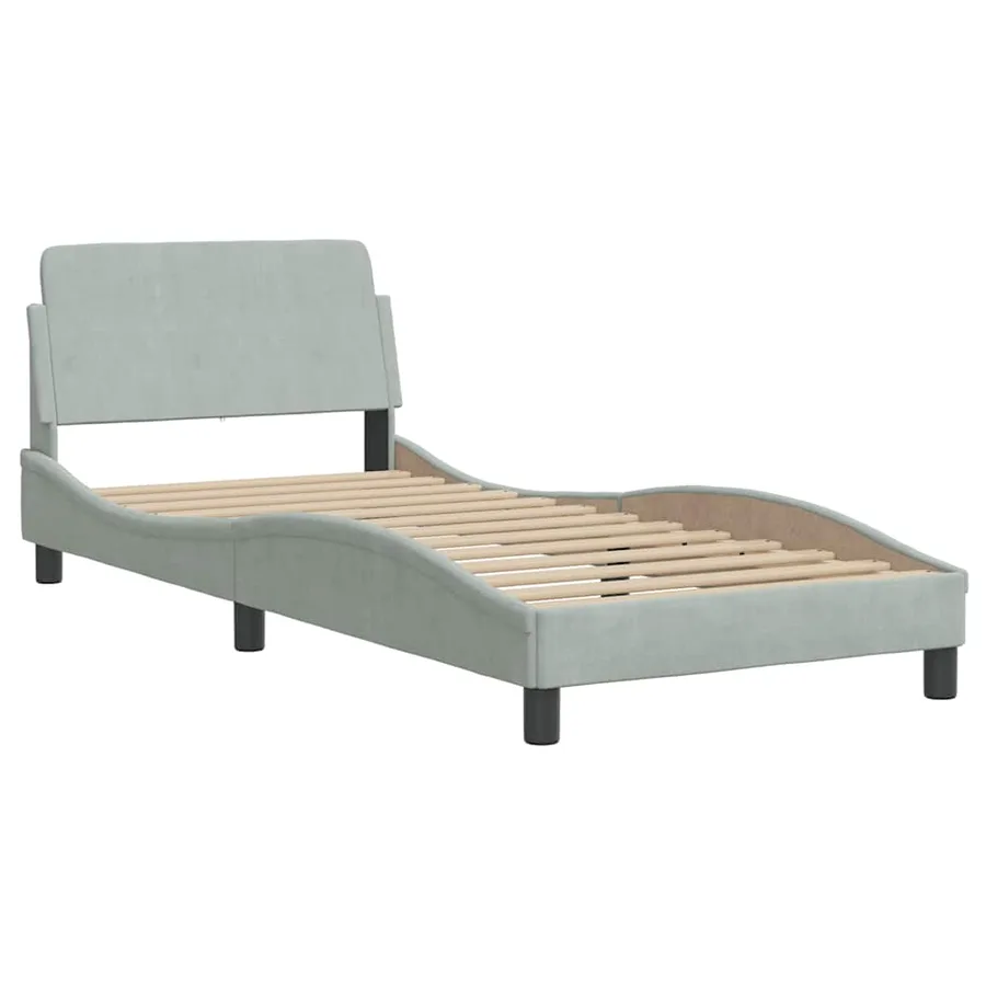 Cadre de lit sans matelas gris clair 90x200 cm velours - 4