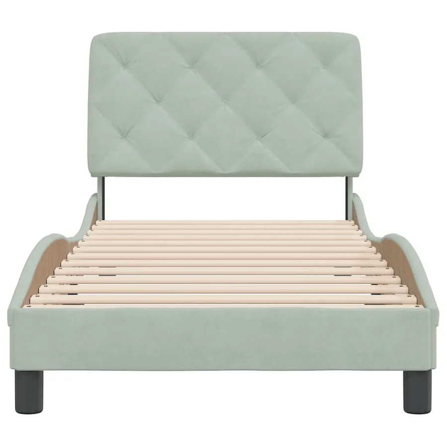 Cadre de lit sans matelas gris clair 90x200 cm velours - 5