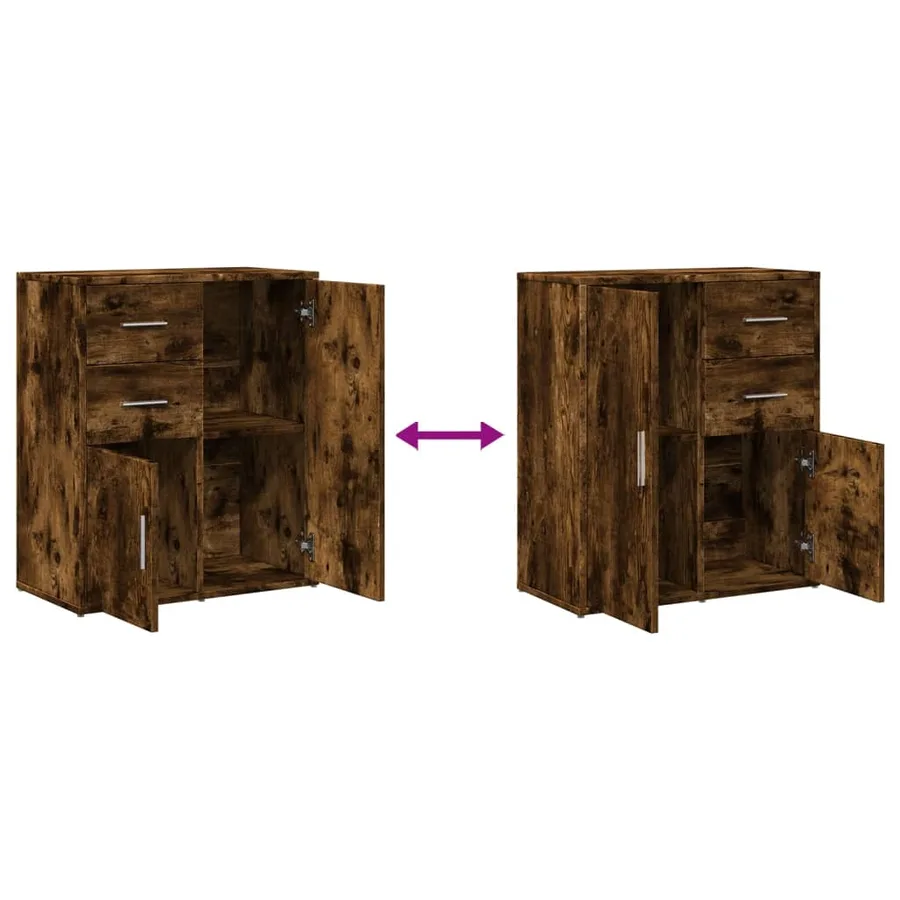 Buffet chêne fumé 60x31x70 cm bois d'ingénierie - 9