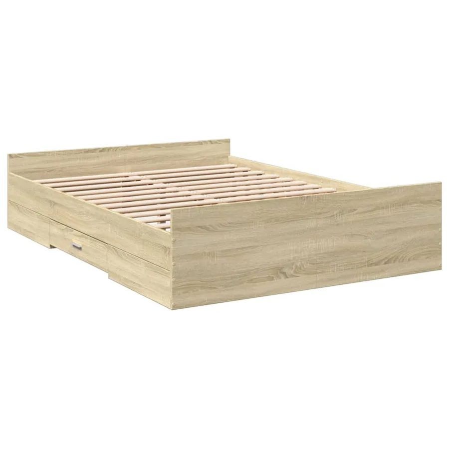 Cadre de lit avec tiroirs sans matelas chêne sonoma 135x190 cm - 3