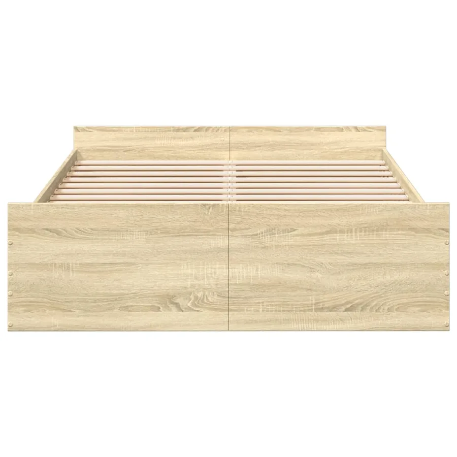 Cadre de lit avec tiroirs sans matelas chêne sonoma 135x190 cm - 4