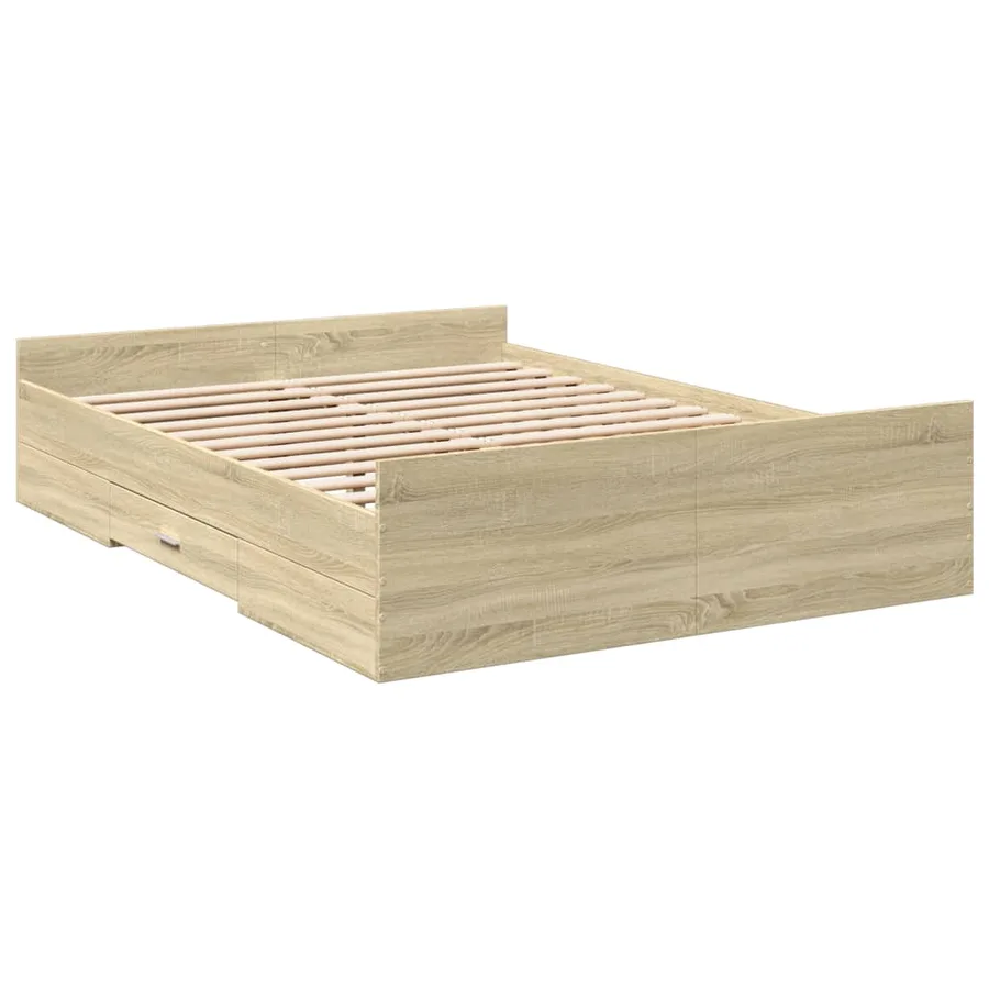Cadre de lit avec tiroirs sans matelas chêne sonoma 135x190 cm - 6