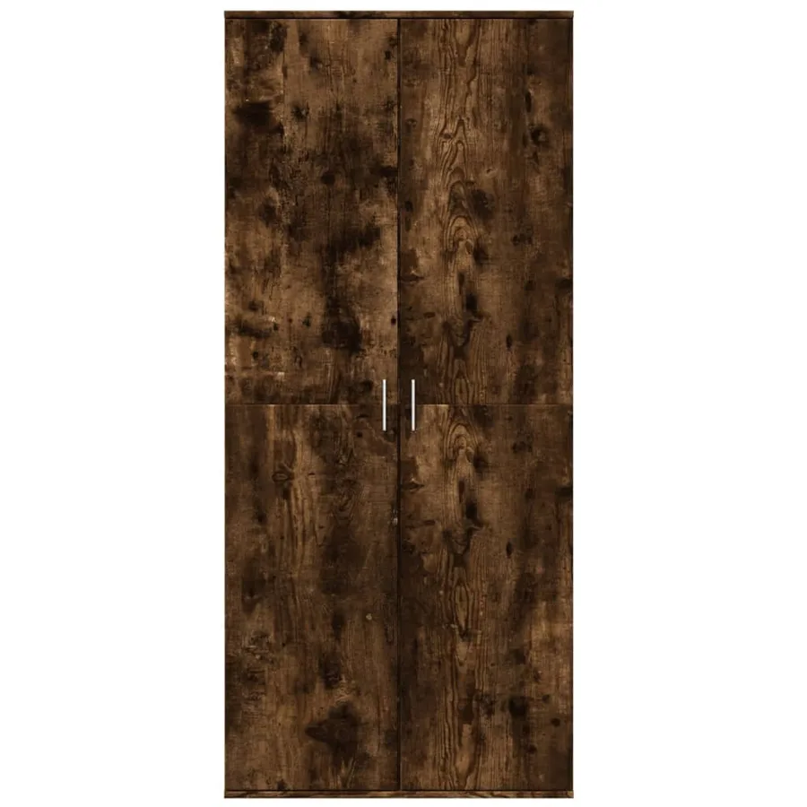 Buffet haut chêne fumé 80x35x180 cm bois d'ingénierie - 3