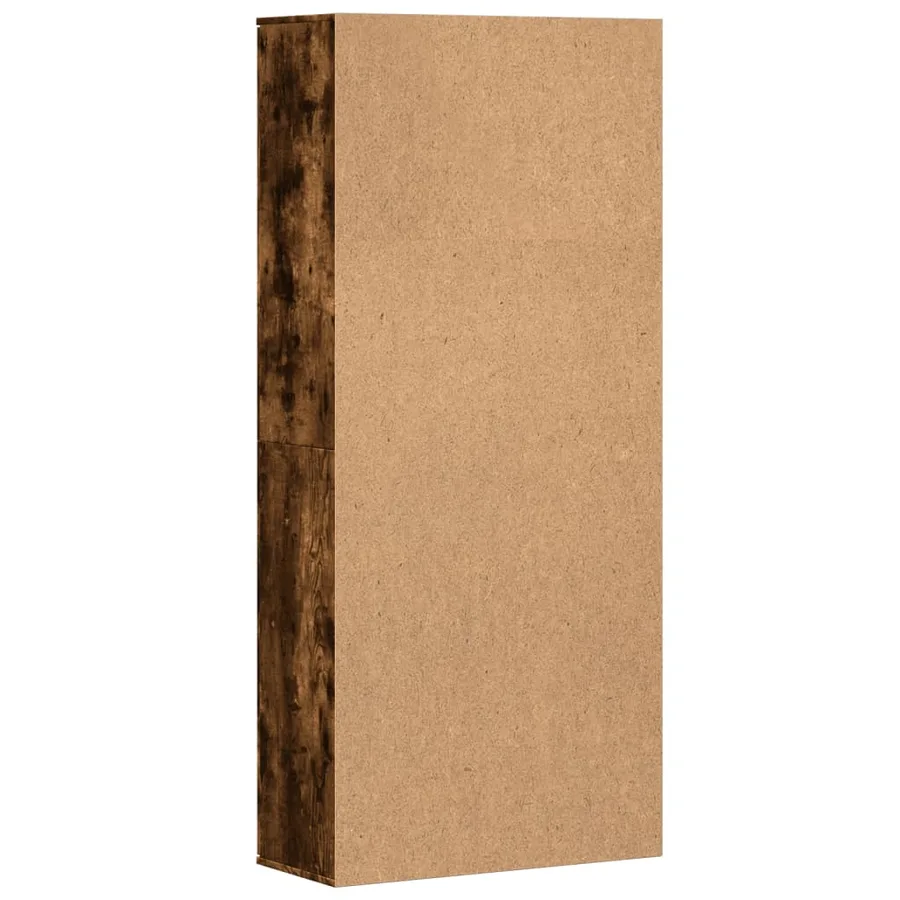 Buffet haut chêne fumé 80x35x180 cm bois d'ingénierie - 5