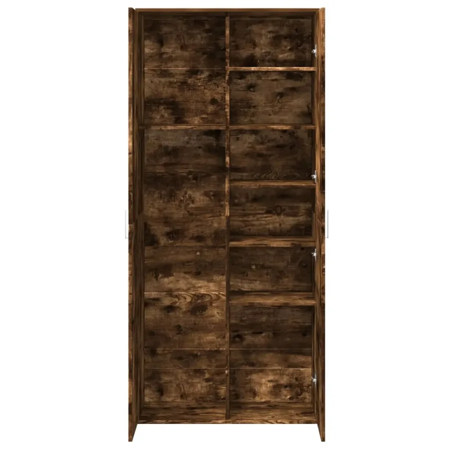 Buffet haut chêne fumé 80x35x180 cm bois d'ingénierie - 7