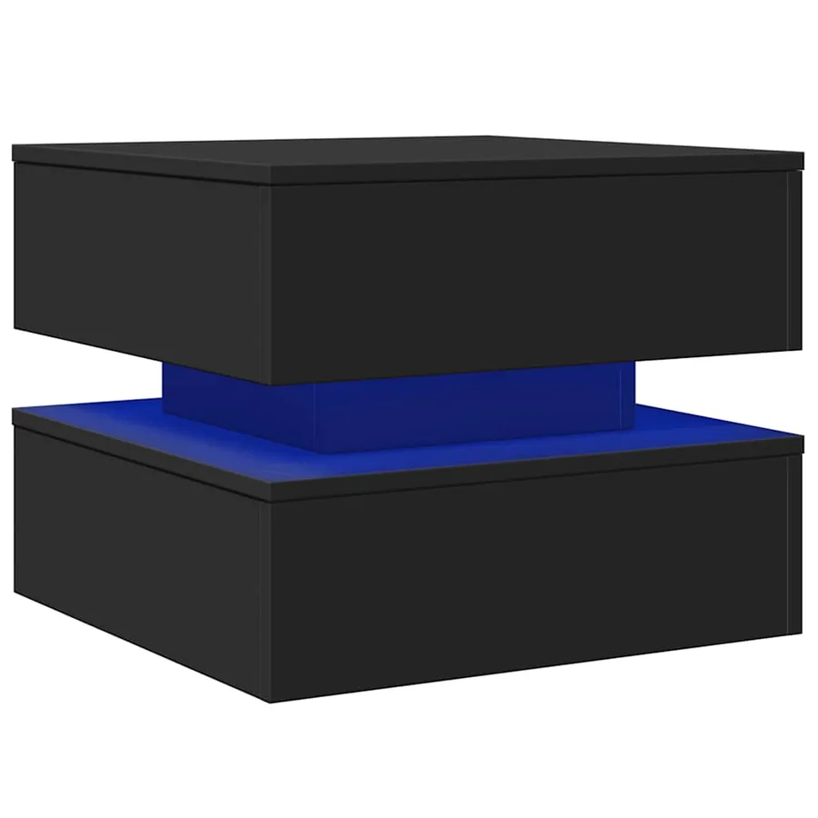 Table basse avec lumières LED noir 50x50x40 cm - 3