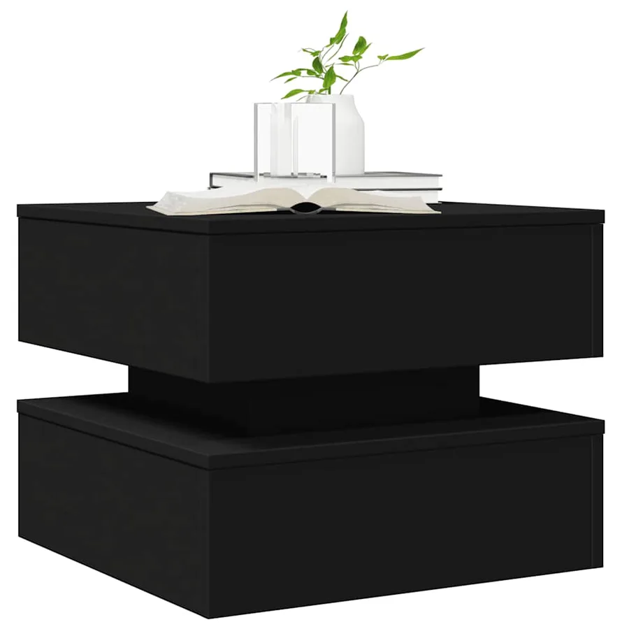 Table basse avec lumières LED noir 50x50x40 cm - 6