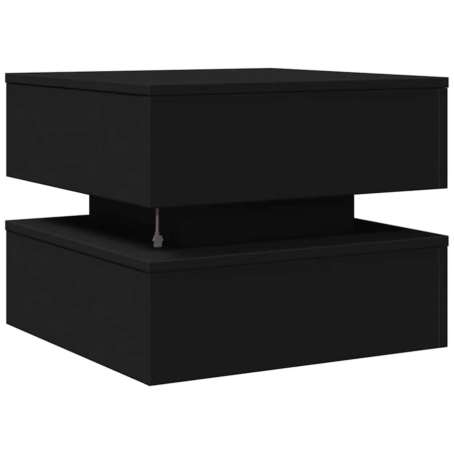 Table basse avec lumières LED noir 50x50x40 cm - 9
