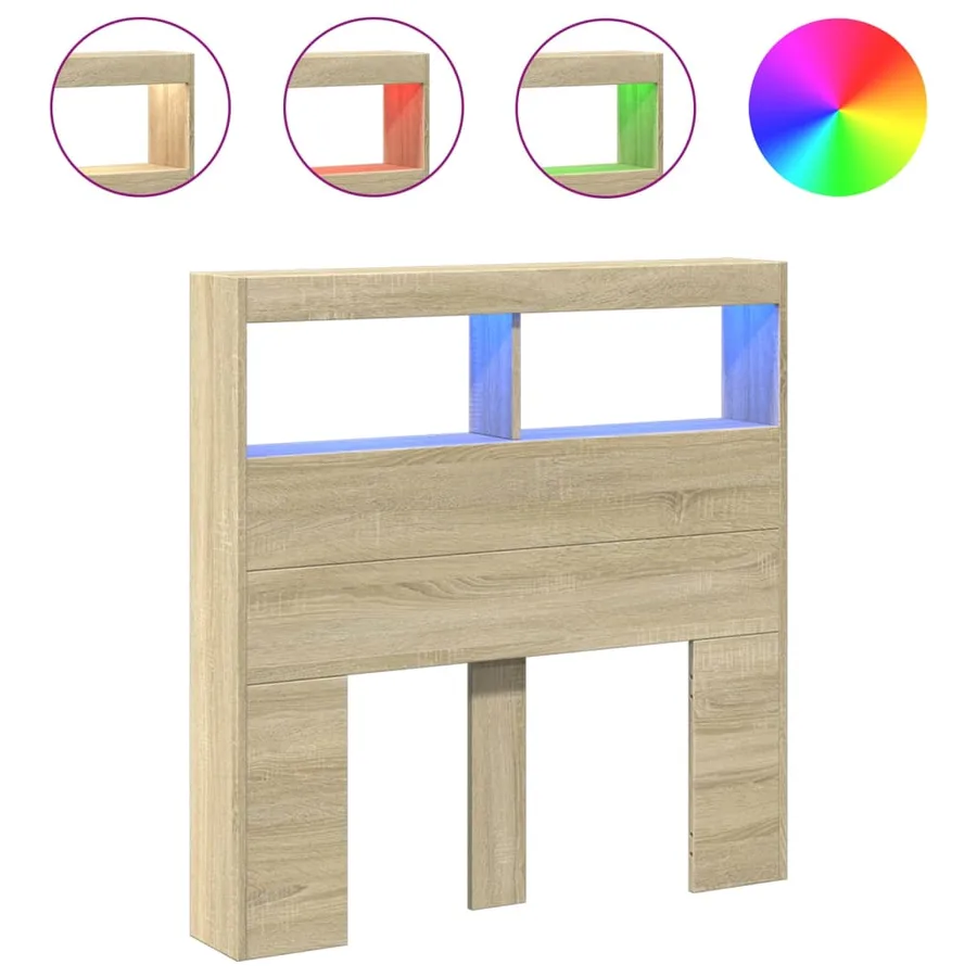 Armoire tête de lit avec LED chêne sonoma 100x17x102 cm - 2