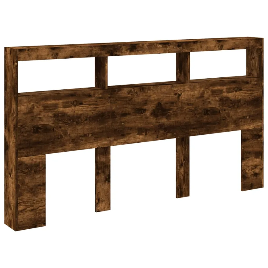 Armoire tête de lit avec LED chêne fumé 180x17x102 cm - 3