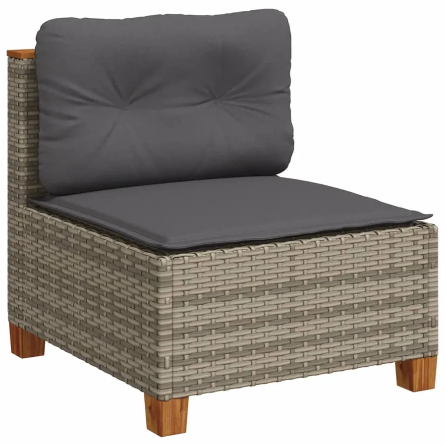 Salon de jardin 11 pcs avec coussins gris résine tressée - 4