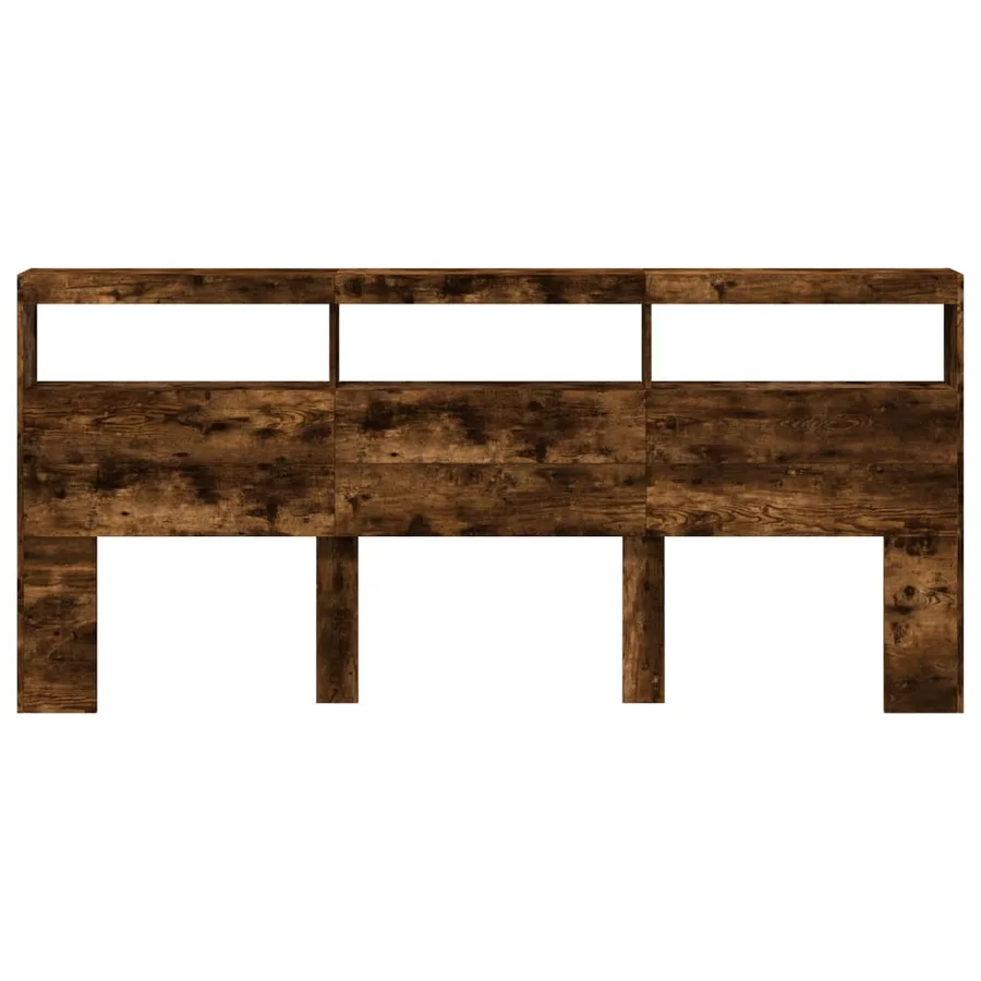 Armoire tête de lit avec LED chêne fumé 220x17x102 cm - 6