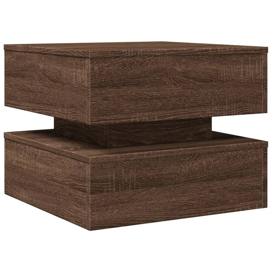 Table basse avec lumières LED chêne marron 50x50x40 cm - 3