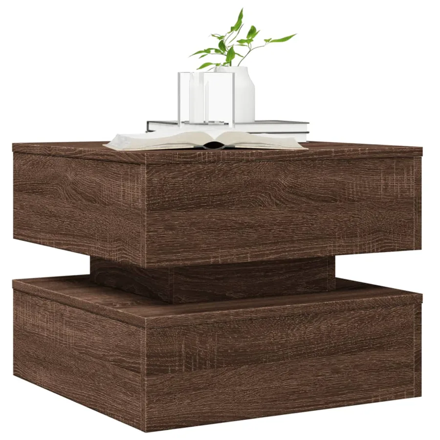 Table basse avec lumières LED chêne marron 50x50x40 cm - 6