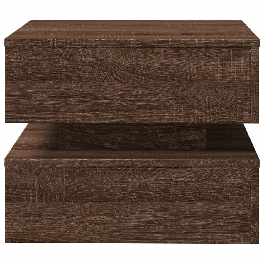 Table basse avec lumières LED chêne marron 50x50x40 cm - 7