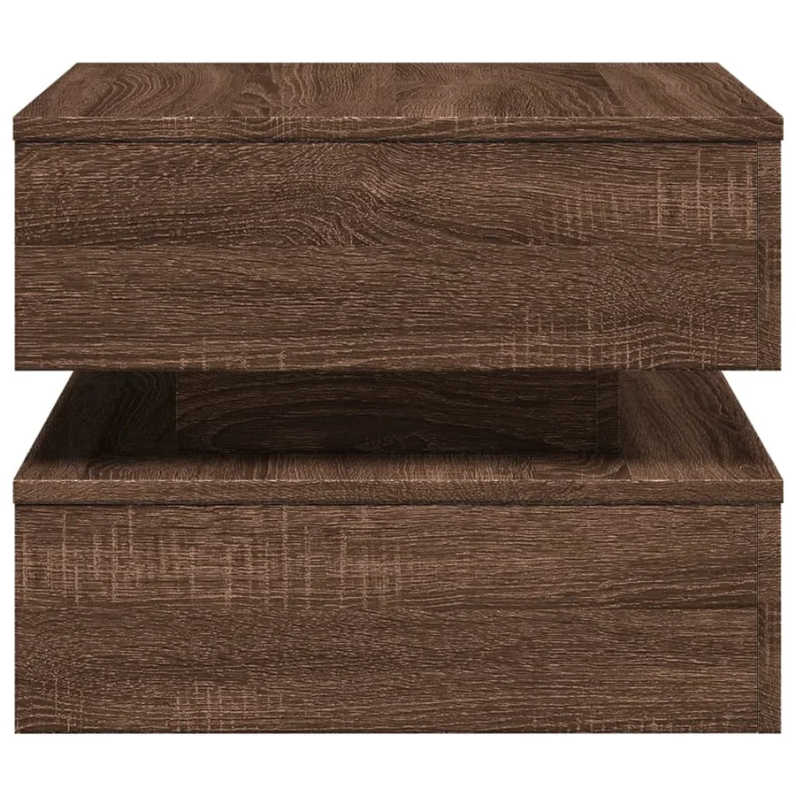 Table basse avec lumières LED chêne marron 50x50x40 cm - 8