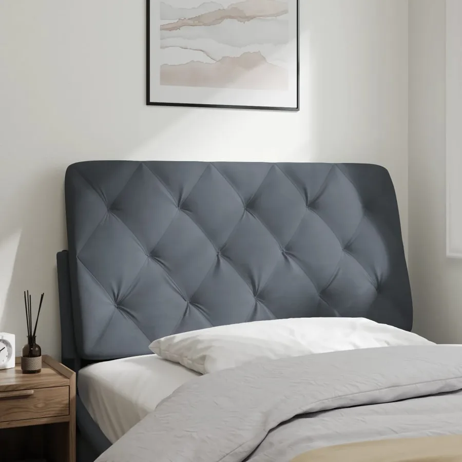 Coussin de tête de lit gris foncé 100 cm velours - 4
