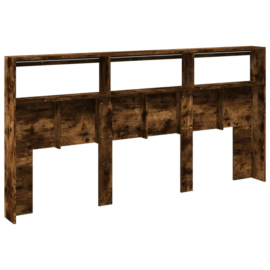 Armoire tête de lit avec LED chêne fumé 200x17x102 cm - 8