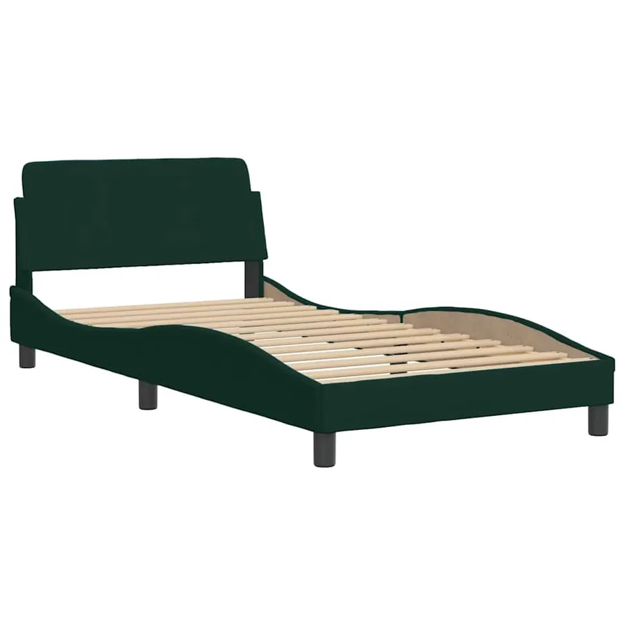 Cadre de lit sans matelas vert foncé 100x200 cm velours - 4