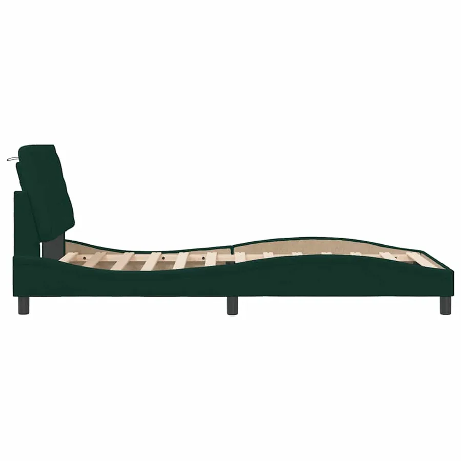 Cadre de lit sans matelas vert foncé 100x200 cm velours - 7