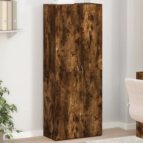 Armoire de classement chêne fumé 60x32x153 cm bois d'ingénierie