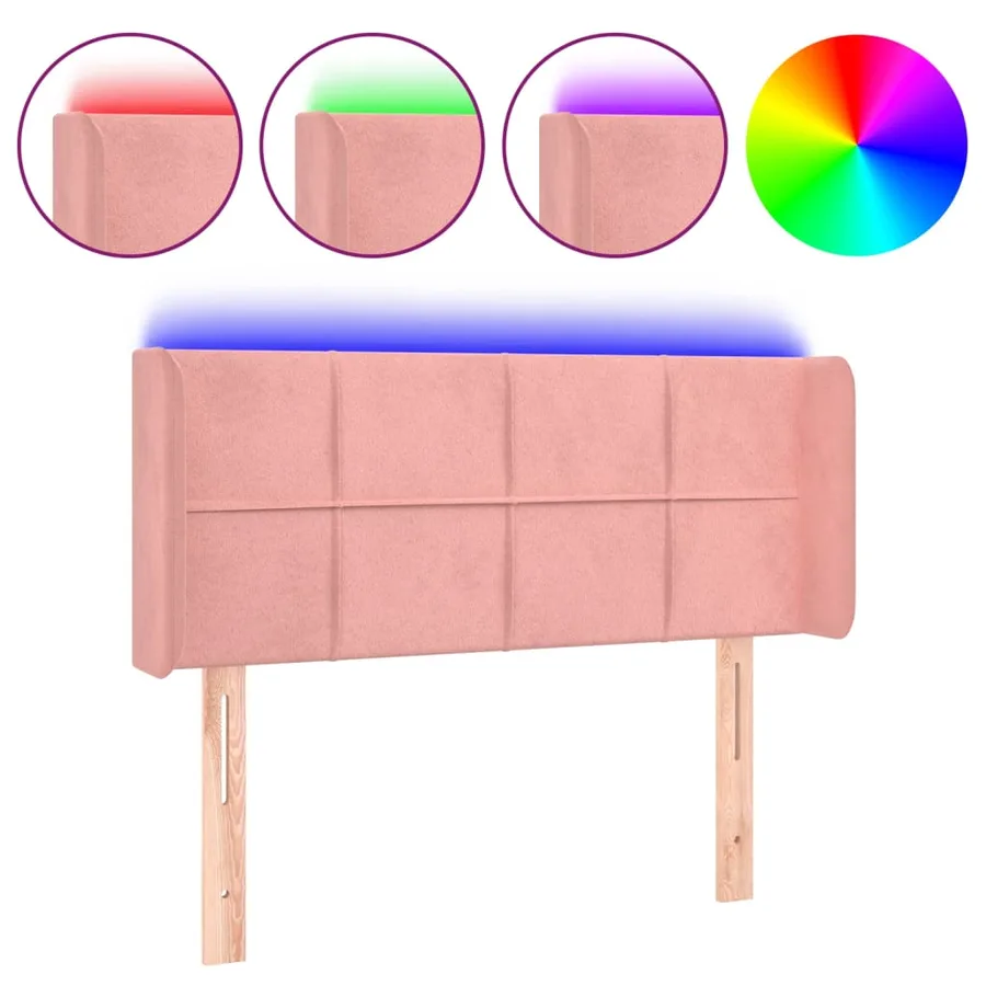 Tête de lit à LED Rose 93x16x78/88 cm Velours - 2