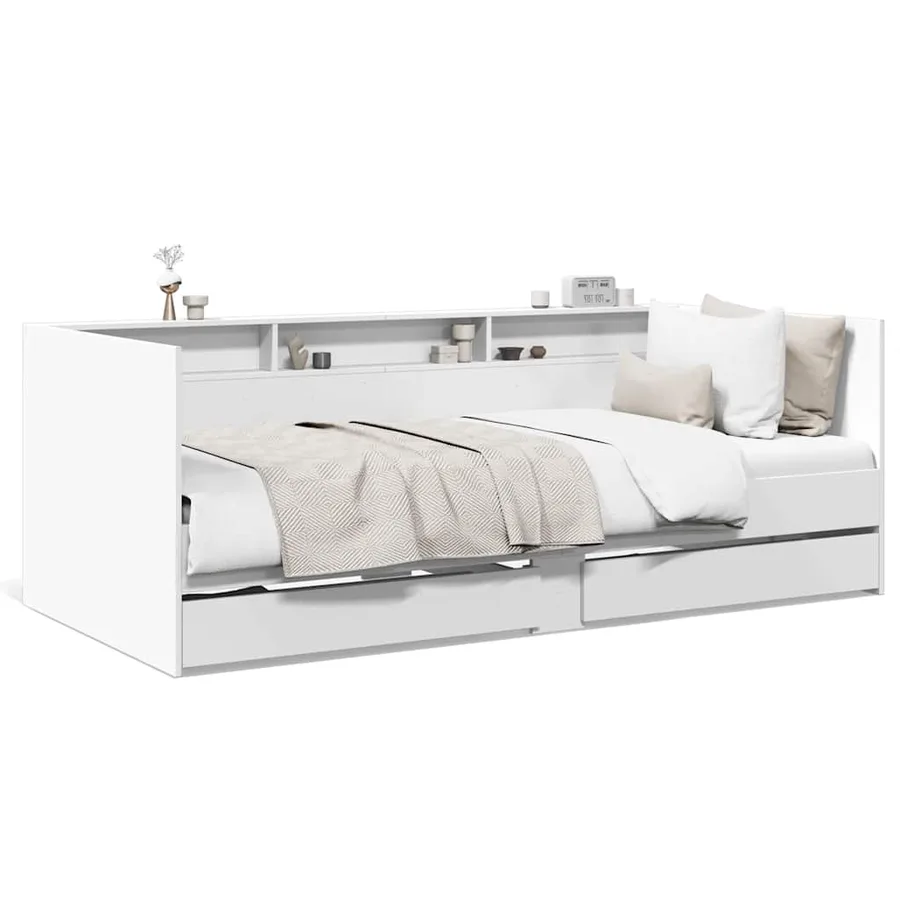 Lit de jour avec tiroirs sans matelas blanc 90x200 cm - 2