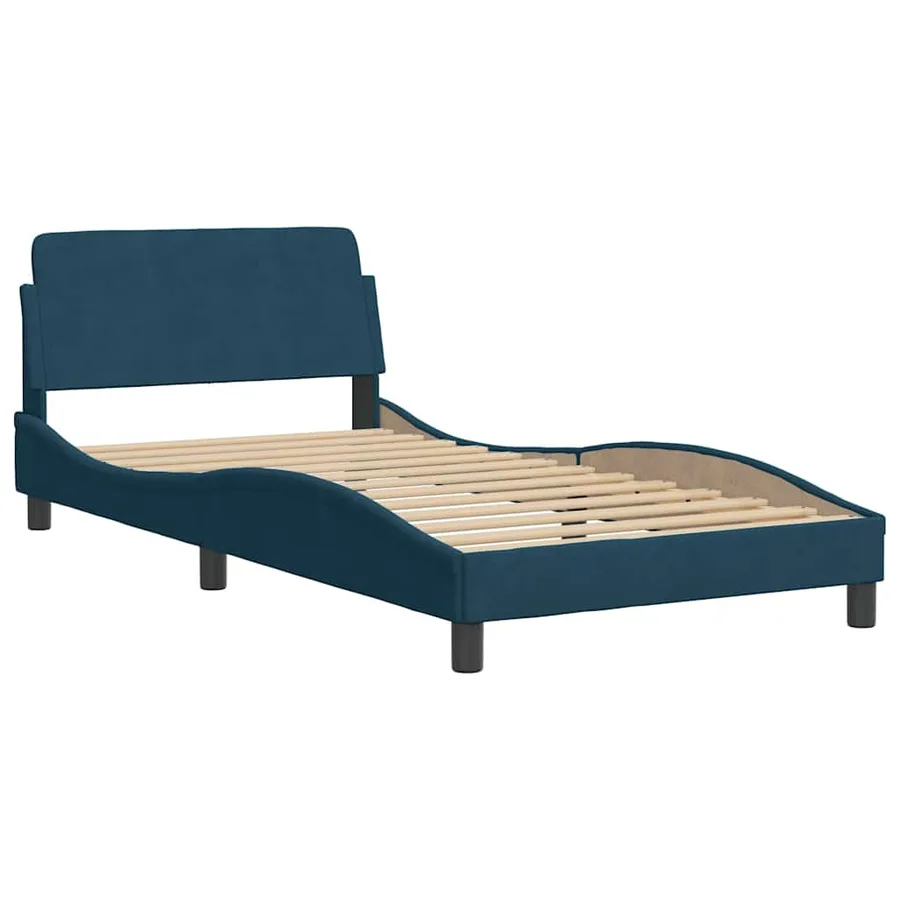 Lit avec matelas bleu 100x200 cm velours - 4
