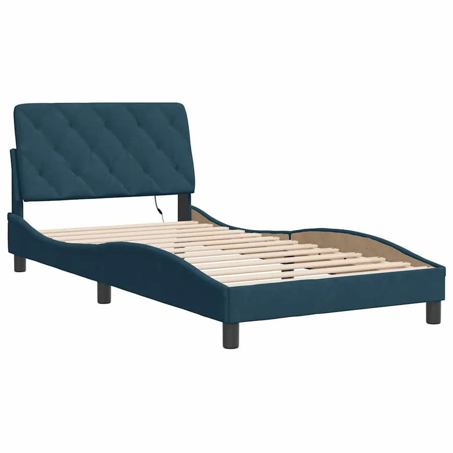 Cadre de lit avec LED sans matelas bleu 100x200 cm velours - 3