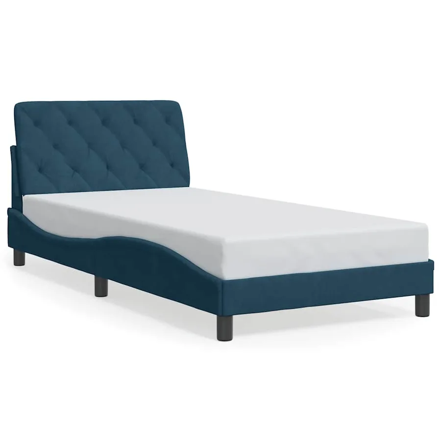 Cadre de lit avec LED sans matelas bleu 100x200 cm velours - 5