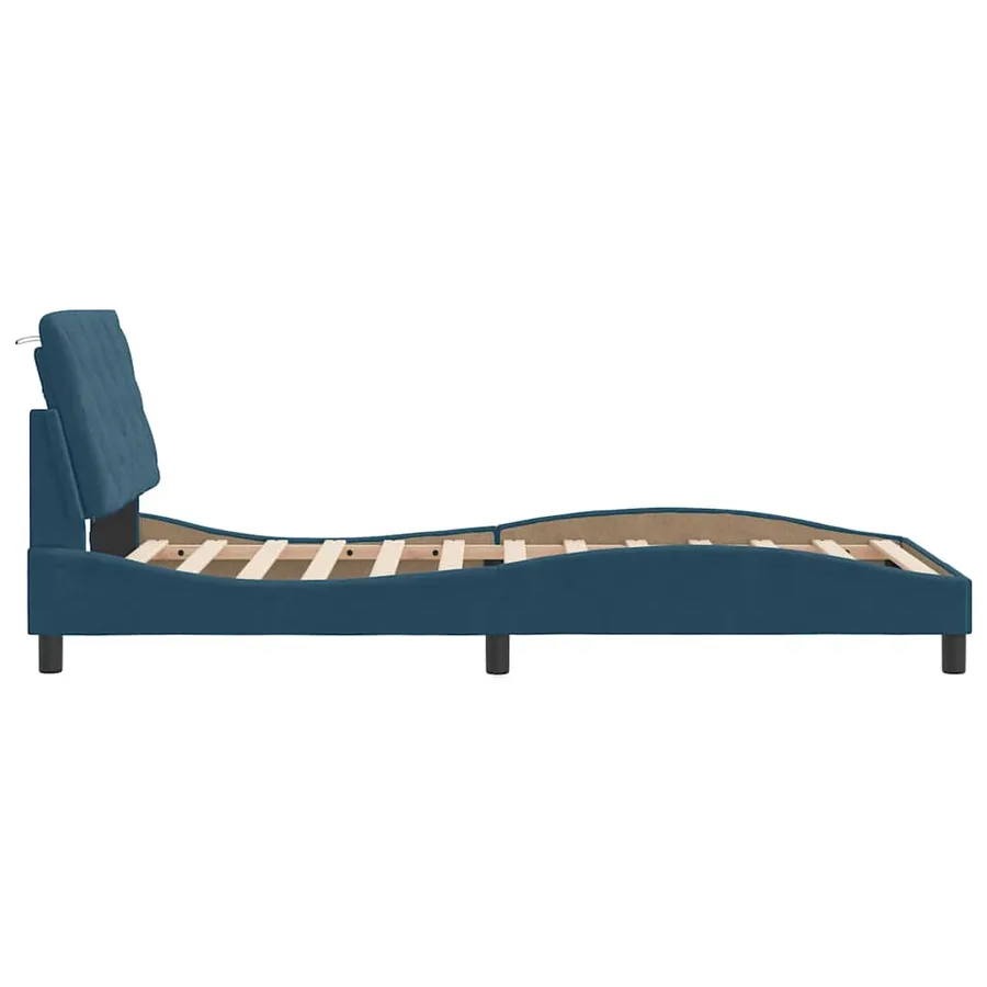 Cadre de lit avec LED sans matelas bleu 100x200 cm velours - 7
