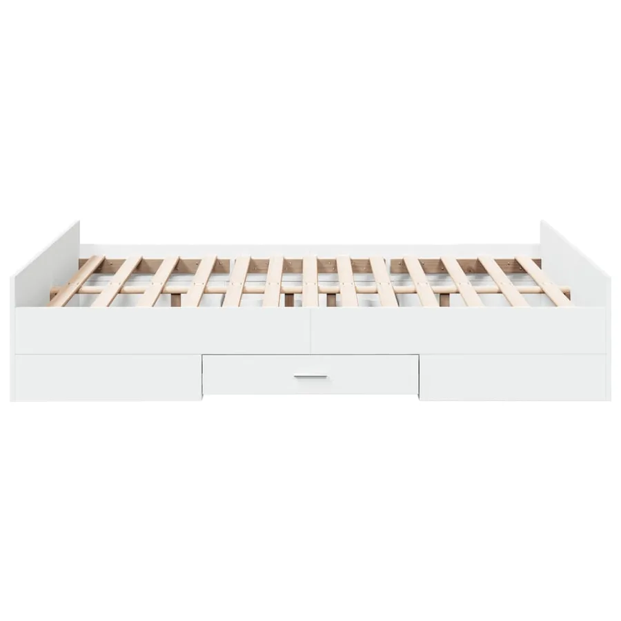 Cadre de lit avec tiroirs sans matelas blanc 120x200 cm - 5
