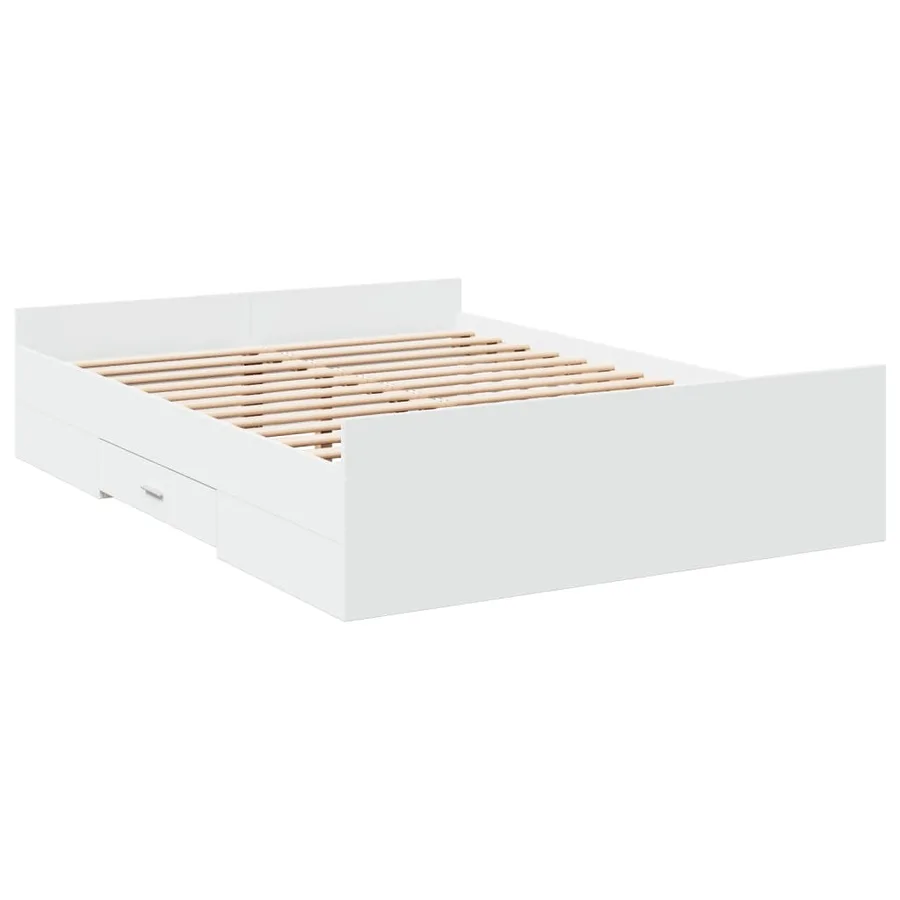 Cadre de lit avec tiroirs sans matelas blanc 120x200 cm - 6