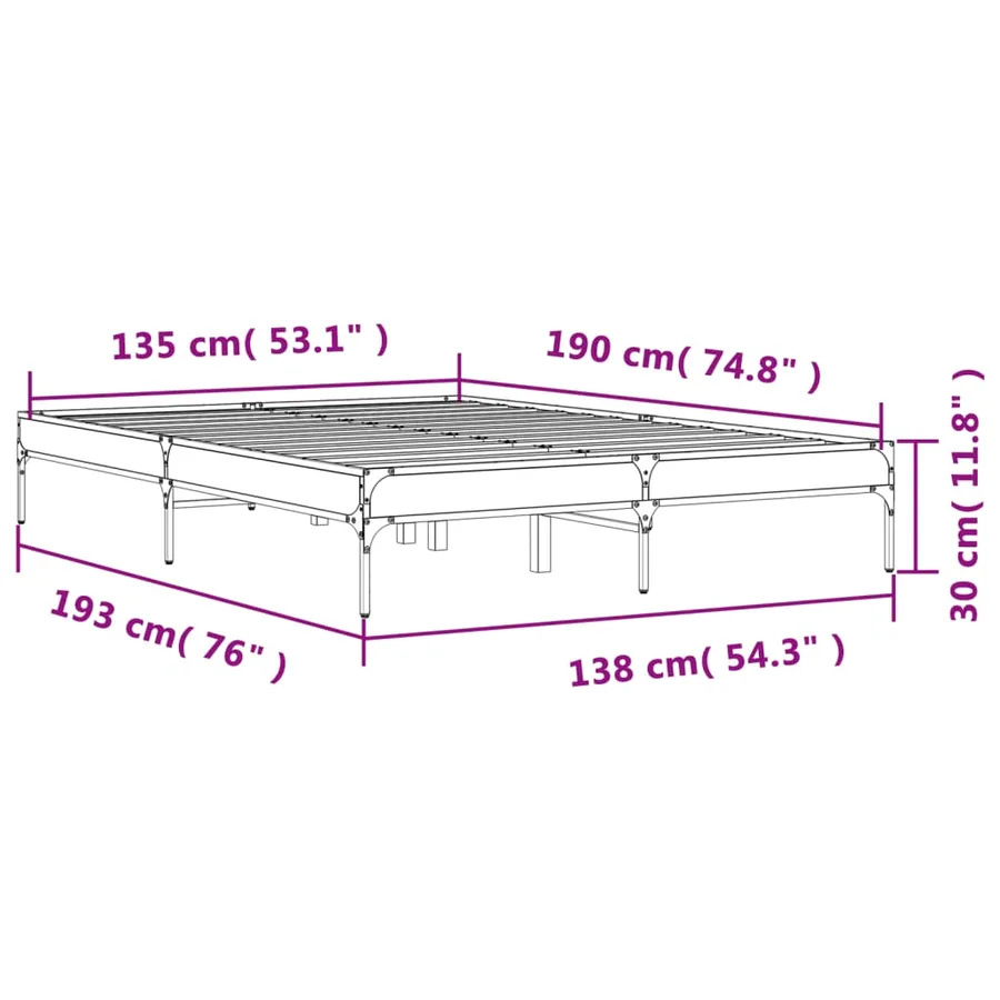 Cadre de lit sans matelas noir 135x190 cm - 9