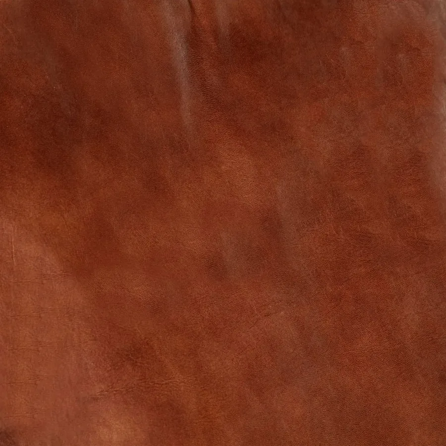 Chaise à bascule Marron Cuir véritable et manguier massif - 5
