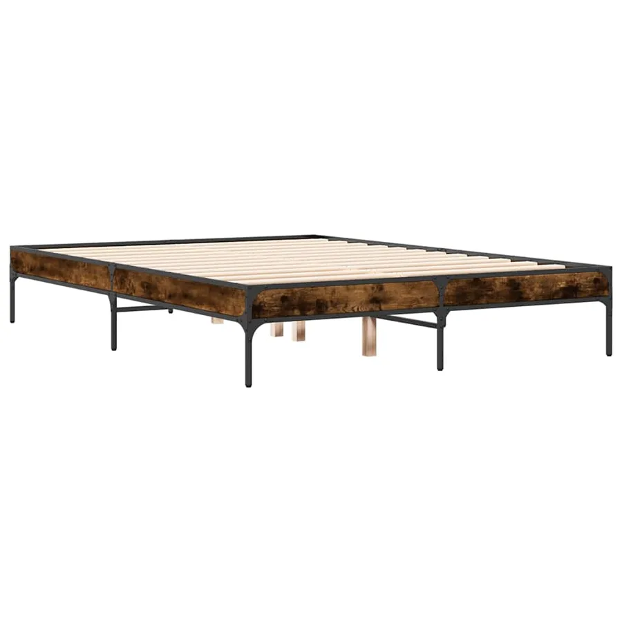 Cadre de lit sans matelas chêne fumé 135x190 cm - 3