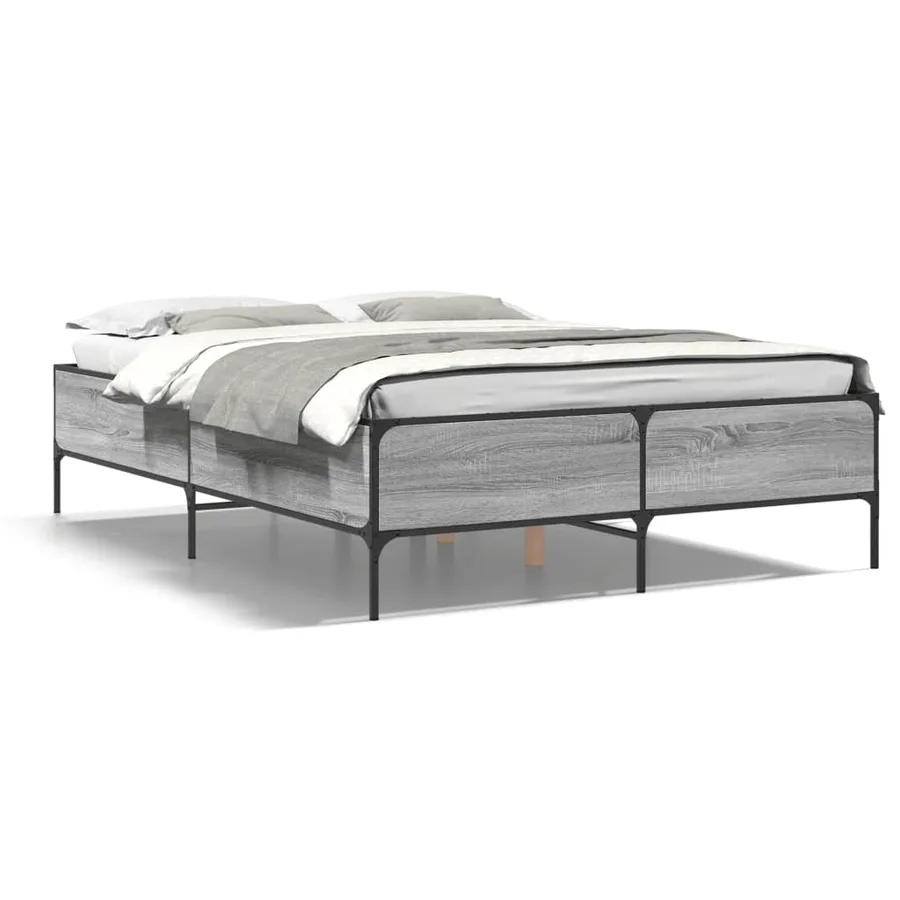 Cadre de lit sans matelas sonoma gris 135x190 cm - 2