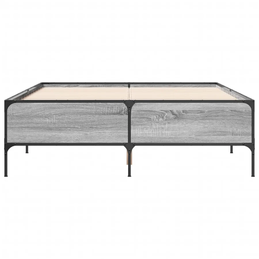 Cadre de lit sans matelas sonoma gris 135x190 cm - 4