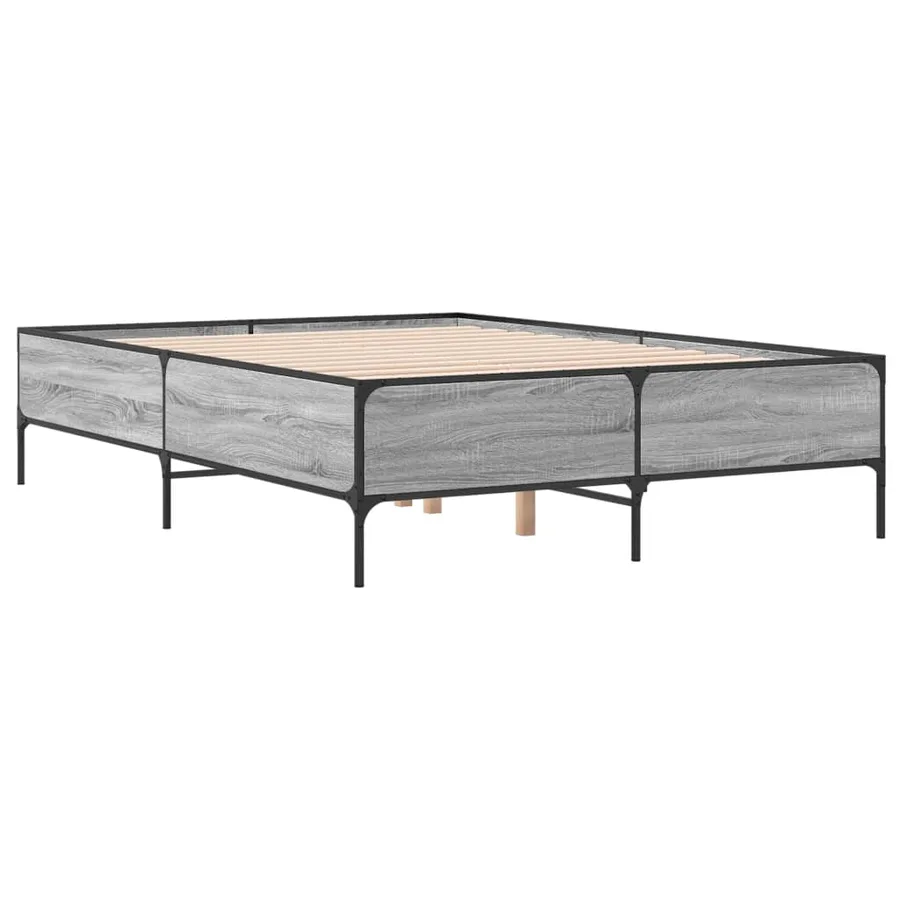 Cadre de lit sans matelas sonoma gris 135x190 cm - 6