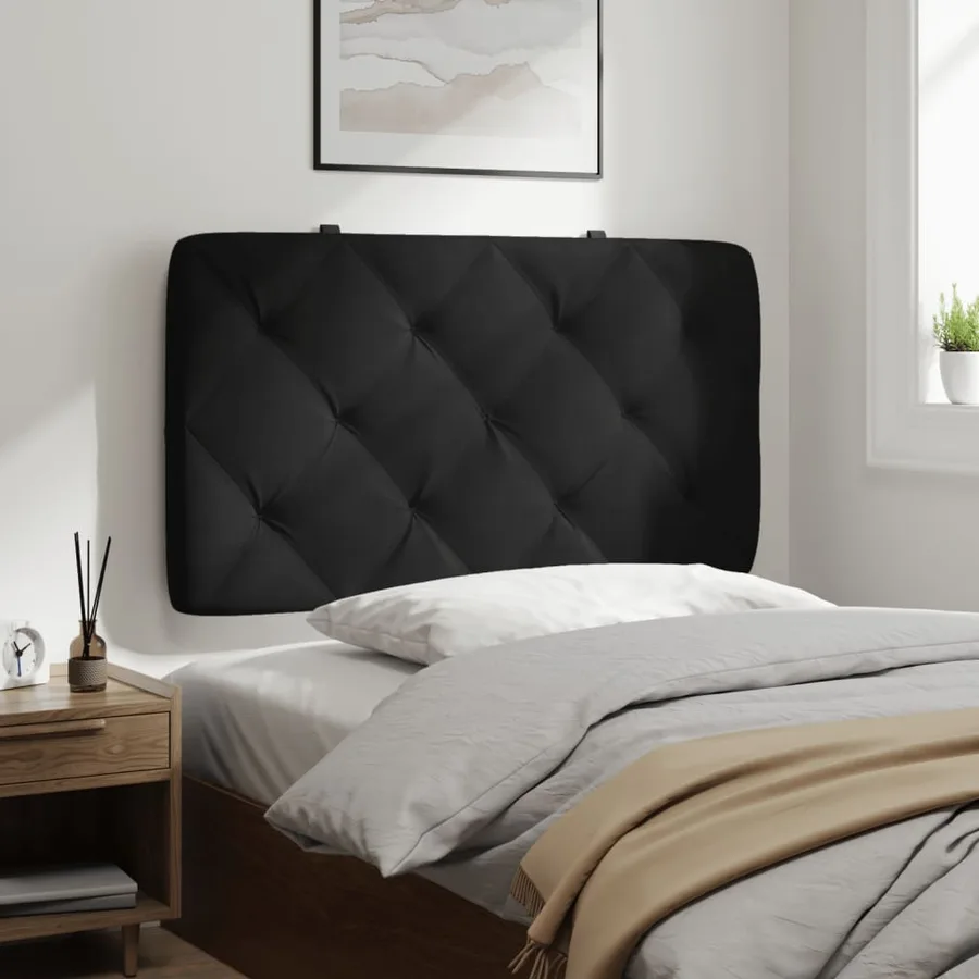 Coussin de tête de lit noir 90 cm velours - 4