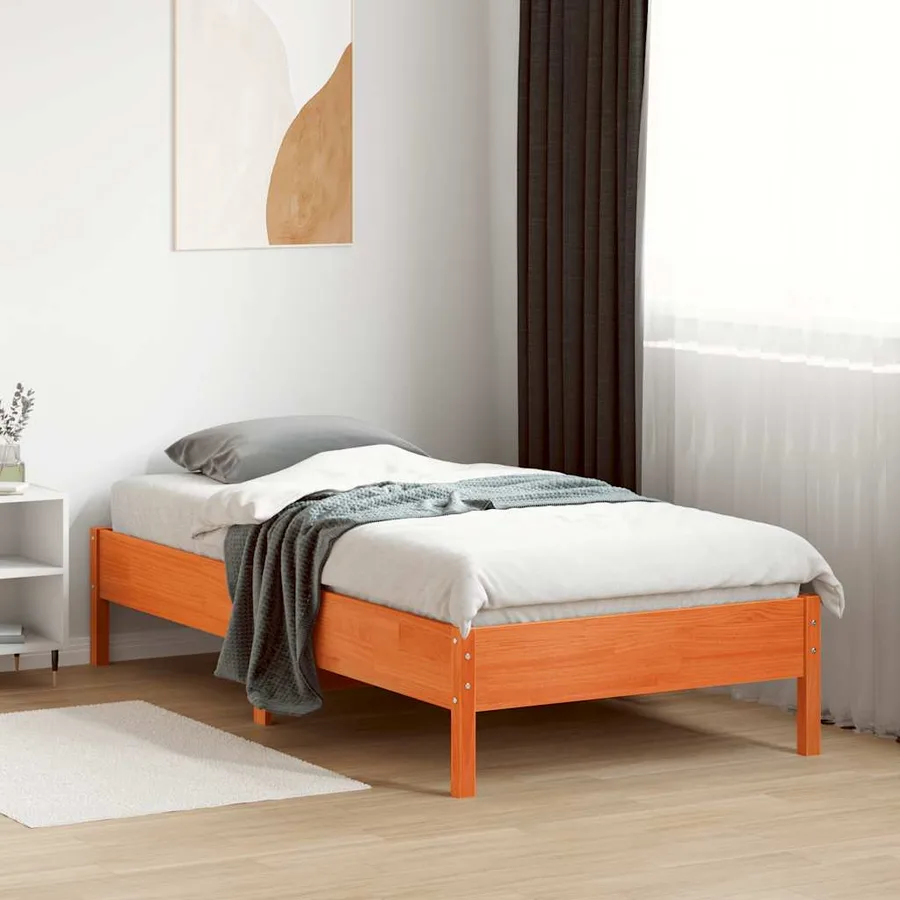 Cadre de lit sans matelas cire marron 90x190 cm bois pin massif - 3