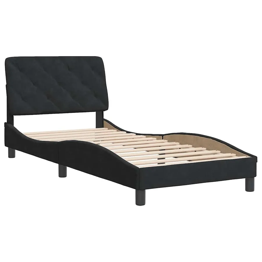 Cadre de lit sans matelas noir 90x200 cm velours - 3