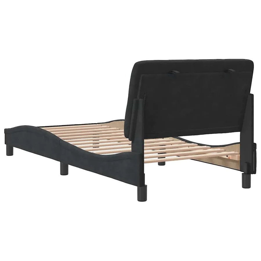 Cadre de lit sans matelas noir 90x200 cm velours - 7