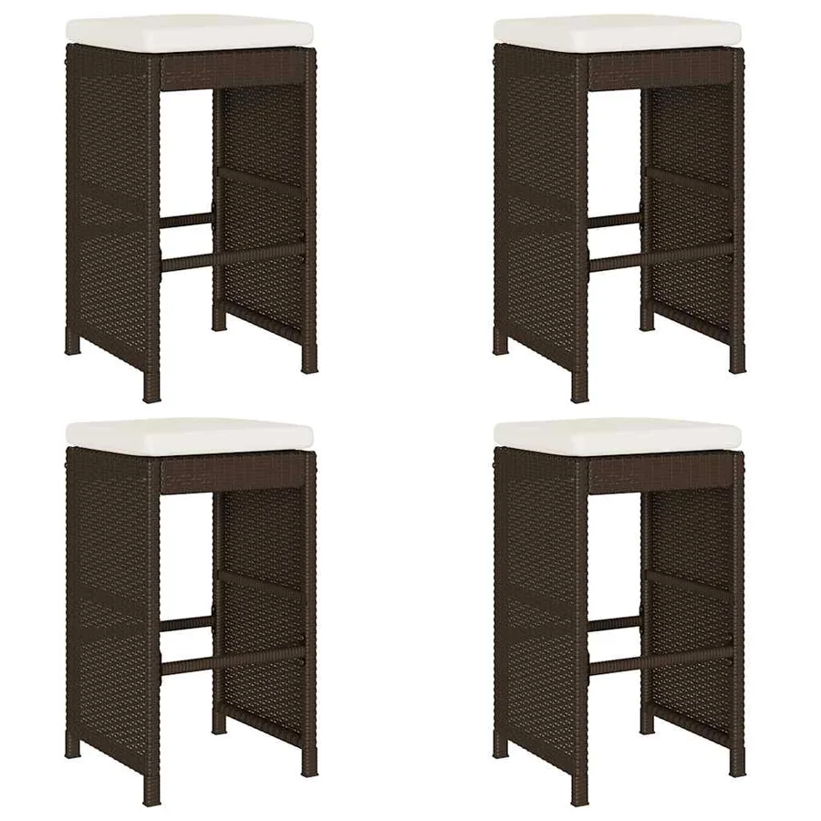 Tabourets de bar jardin coussins lot de 4 marron résine tressée - 2