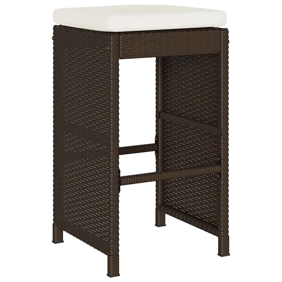 Tabourets de bar jardin coussins lot de 4 marron résine tressée - 3