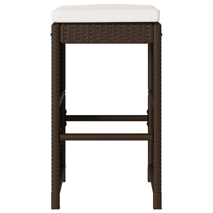 Tabourets de bar jardin coussins lot de 4 marron résine tressée - 4