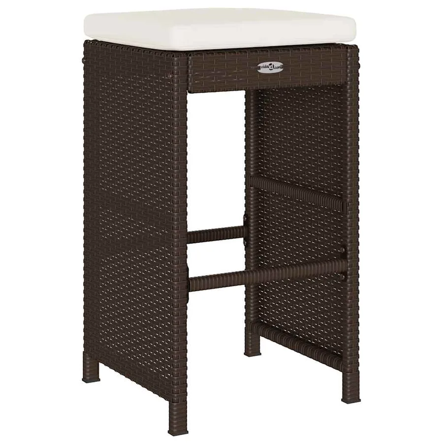 Tabourets de bar jardin coussins lot de 4 marron résine tressée - 6